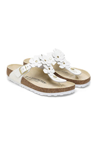 Birkenstock Gizeh Flower Leather Sandals for Women in White