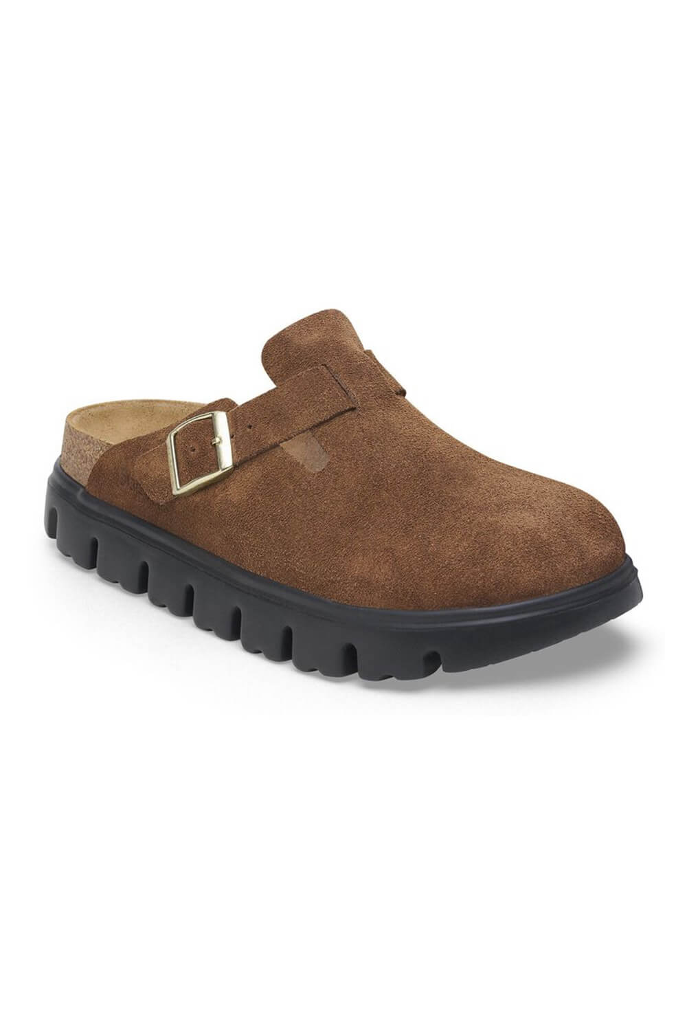Papillio by Birkenstock Boston Chunky Suede Clogs for Women in Dark Tea