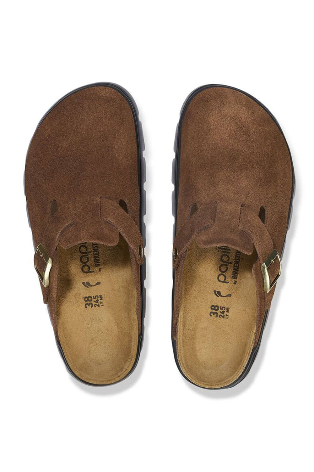 Papillio by Birkenstock Boston Chunky Suede Clogs for Women in Dark Tea