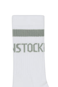 Birkenstock Cotton Tennis Stripe Socks in White/Sage