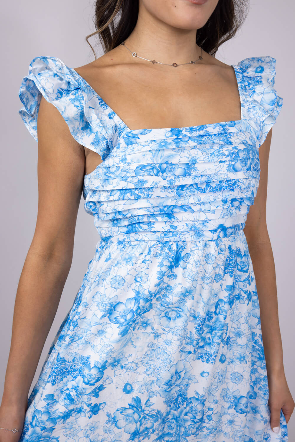 Tiered Floral Maxi Dress for Women in Blue