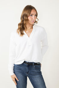 Blu Pepper Ribbed Knit Johnny Color Polo Shirt for Women
