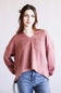 Blu Pepper Notched V-neck Knit Top for Women in Dusty Rose