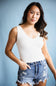 Scallop Tank Top for Women in White