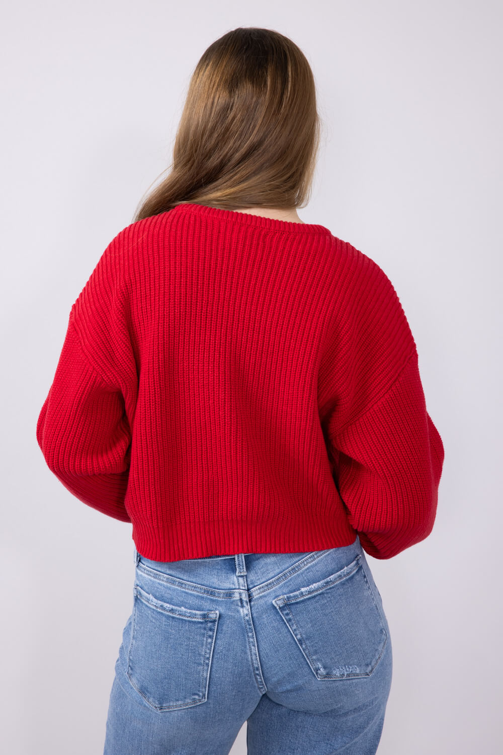 Embroidered Love Sweater for Women in Red