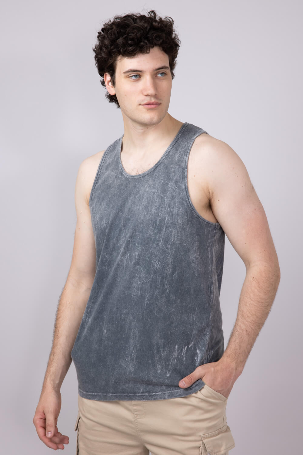 Bondi Beach Mineral Wash Tank Top for Men in Charcoal