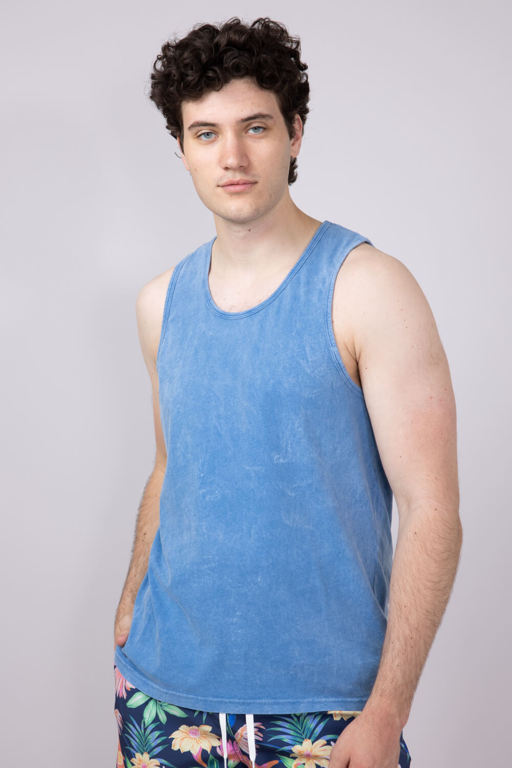 Bondi Beach Mineral Wash Tank Top for Men in Light Blue | 625TMW-LTBLUE