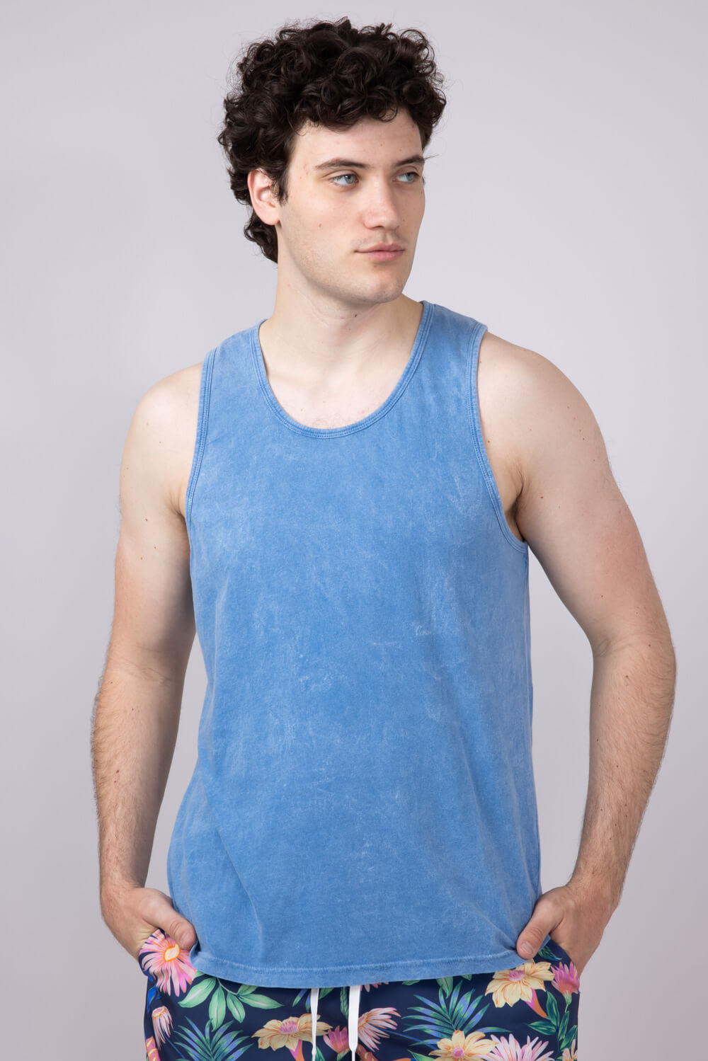 Bondi Beach Mineral Wash Tank Top for Men in Light Blue | 625TMW-LTBLUE