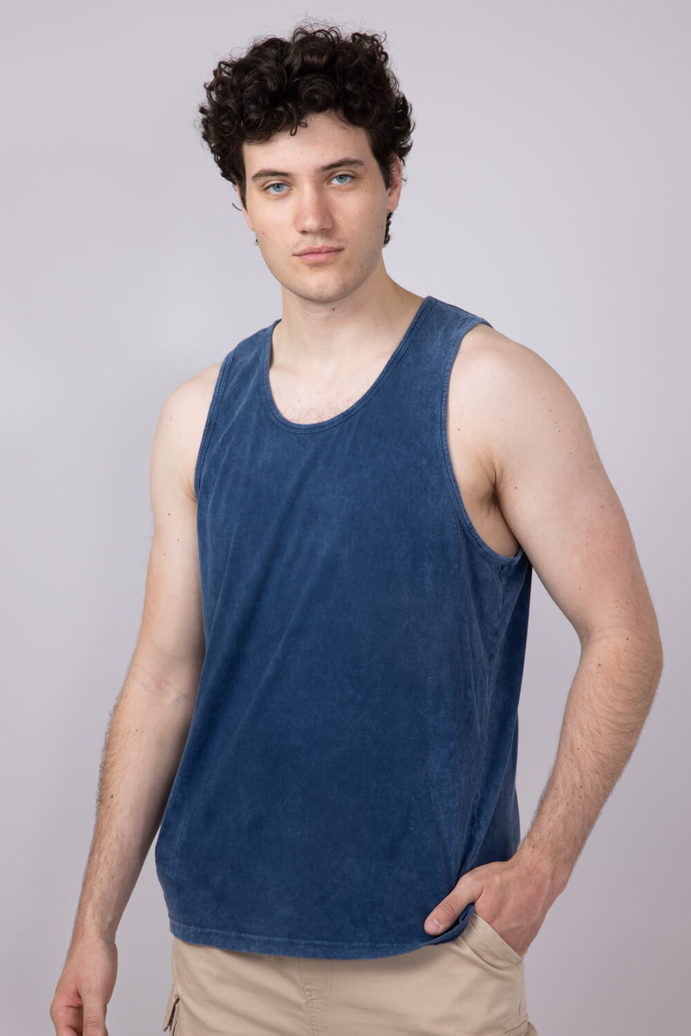 Bondi Beach Mineral Wash Tank Top for Men in Navy