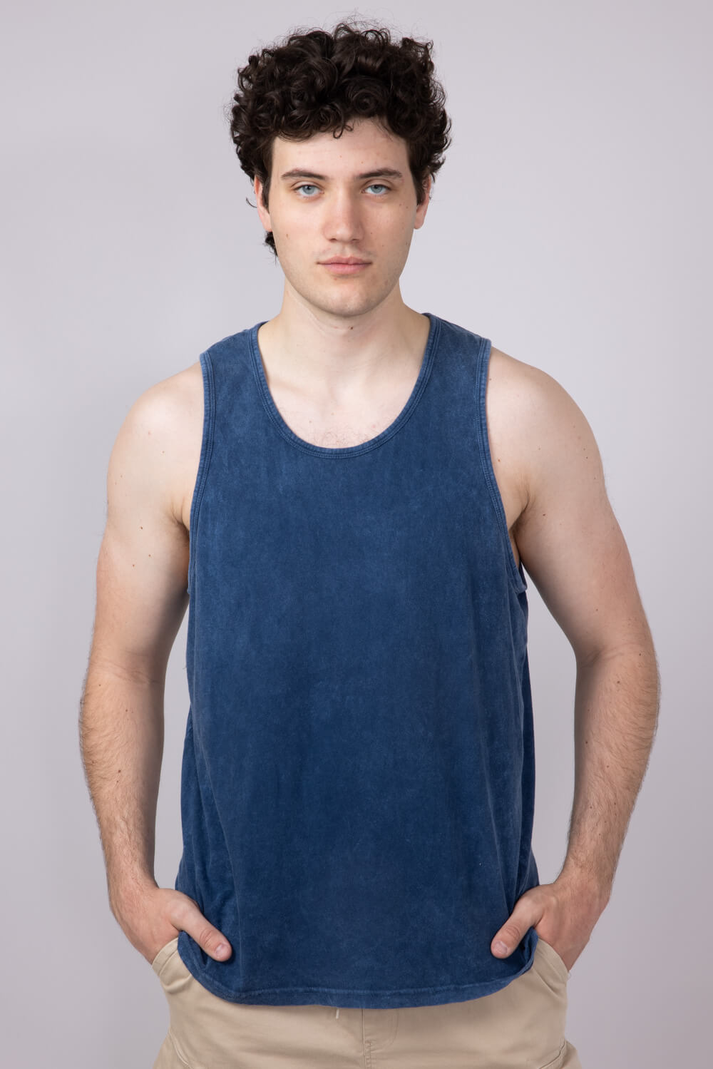 Bondi Beach Mineral Wash Tank Top for Men in Navy