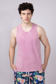 Bondi Beach Mineral Wash Tank Top for Men in Rose Pink