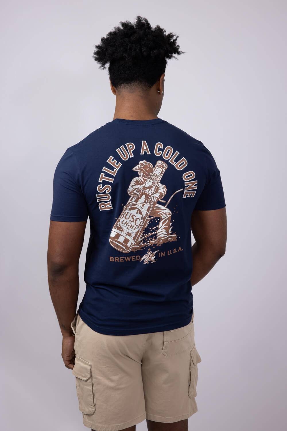Busch Light Rustle T-Shirt for Men in Navy