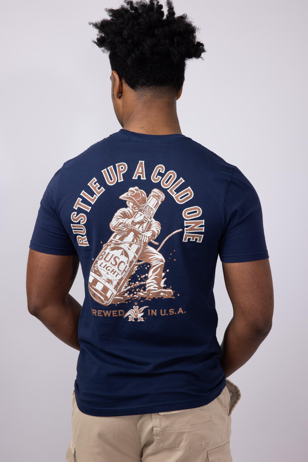 Busch Light Rustle T-Shirt for Men in Navy
