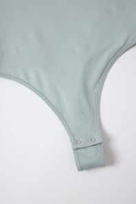 Double-Knit Spaghetti Strap Bodysuit for Women in Dusty Mint