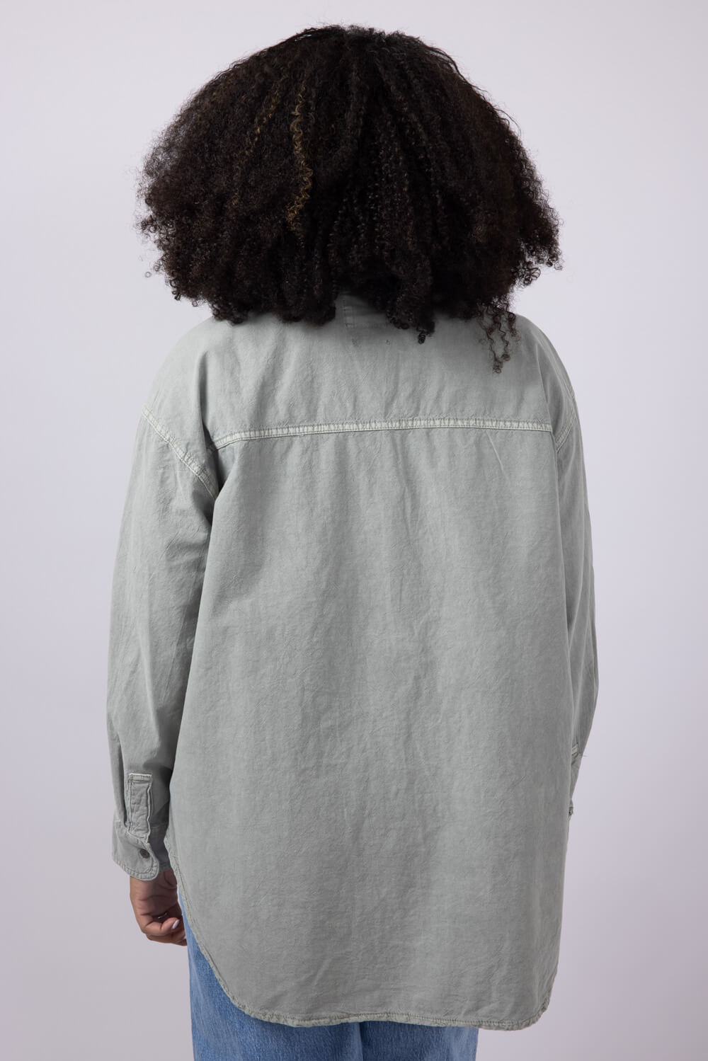 C&C California Relaxed Sunwashed Pebble Woven Shirt for Women in Sage