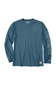 Carhartt Force Sun Defender Lightweight Long Sleeve T-Shirt for Men in Heather Blue