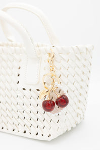 Cherry Pearl Purse Charm in Gold