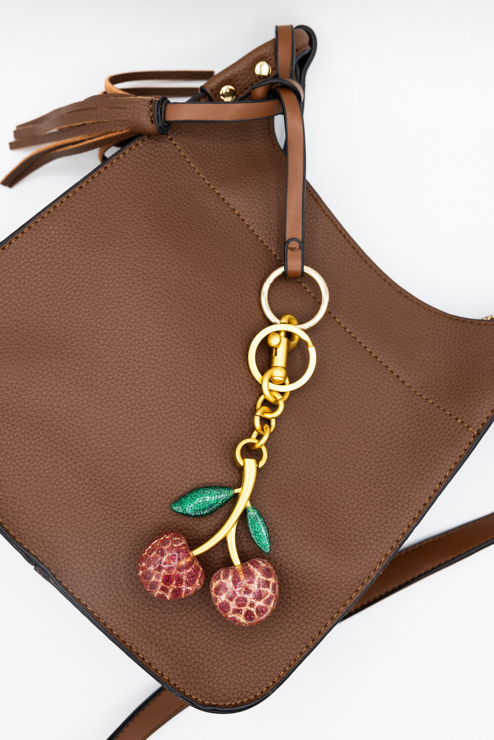 Cherry Sparkle Purse Charm in Gold
