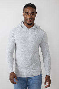 Civil Society Deswell Hooded Hacci Knit Shirt for Men in Light Grey