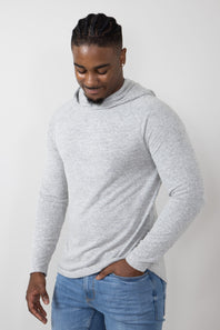 Civil Society Deswell Hooded Hacci Knit Shirt for Men in Light Grey