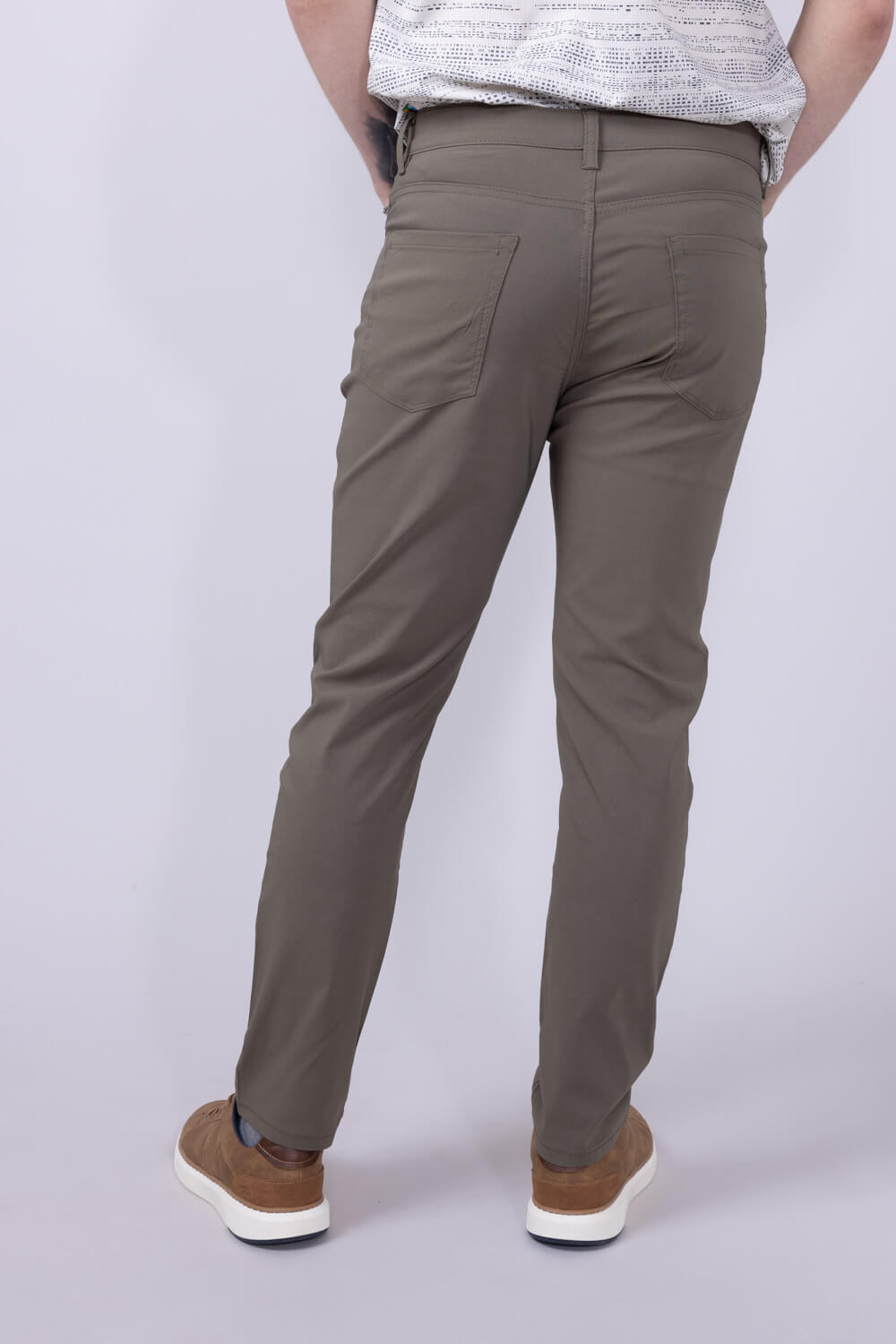 Copper & Oak Faille 5 Pocket Pants for Men in Green Mushroom