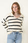 Stripe Collared Sweater for Women in Natural