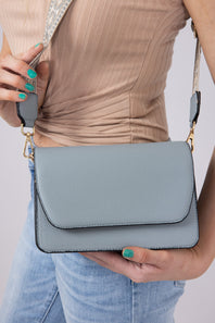 Flap Over Crossbody for Women in Dusty Blue