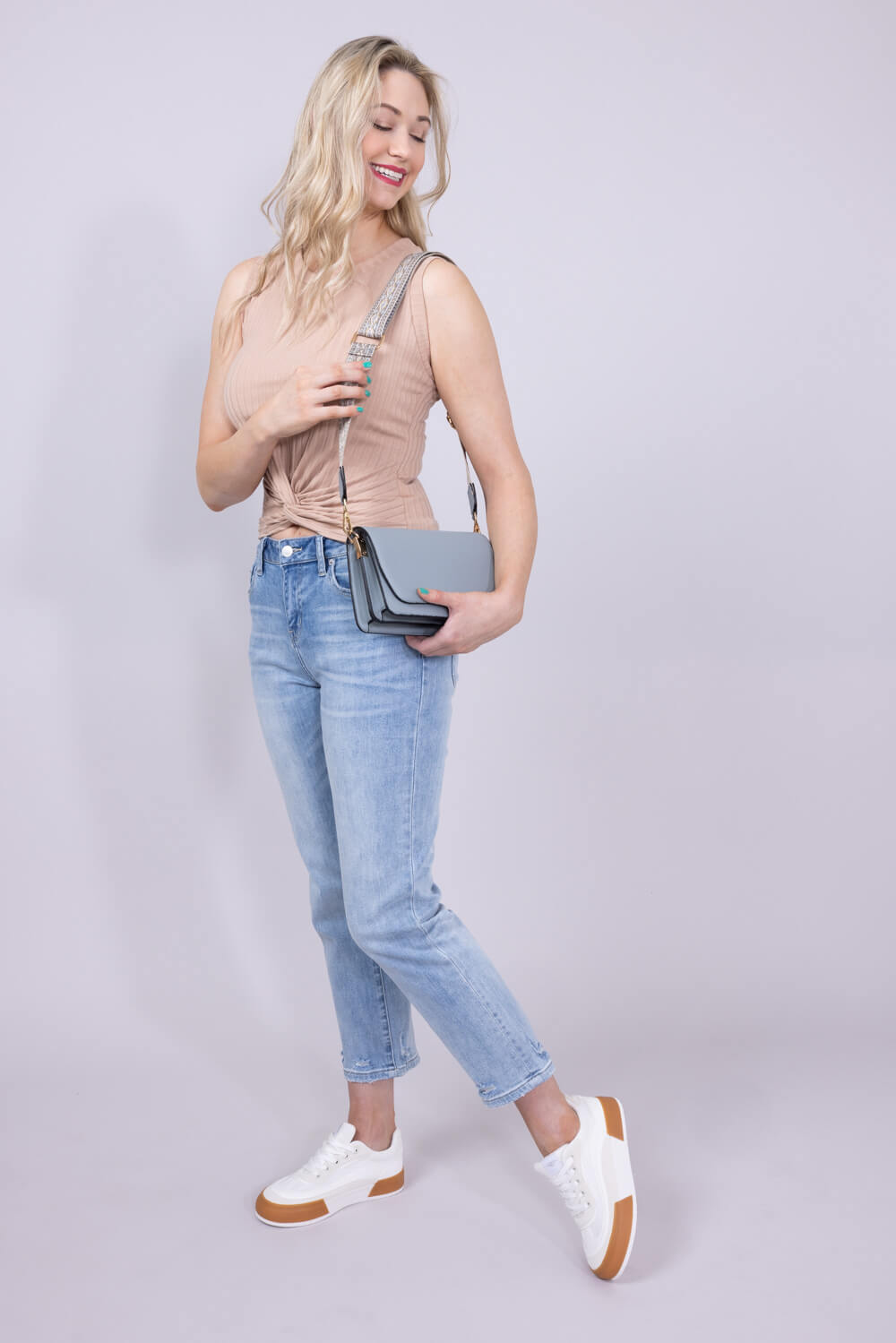 Flap Over Crossbody for Women in Dusty Blue