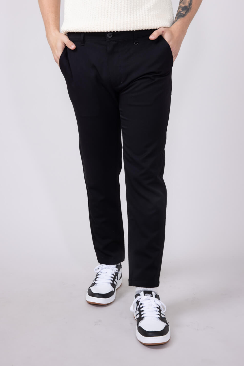 Denim & Flower Dress Pants for Men in Black