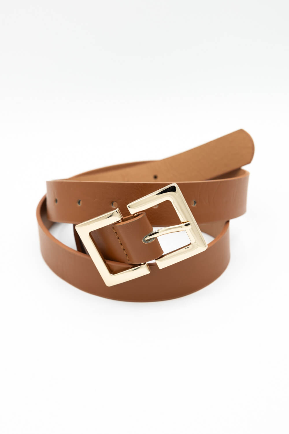 Double Buckle Belt for Women in Brown Gold