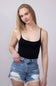 Double-Knit Spaghetti Strap Bodysuit for Women in Black