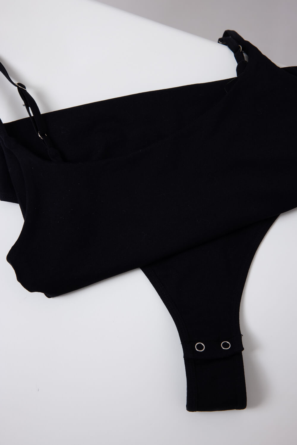 Double-Knit Spaghetti Strap Bodysuit for Women in Black