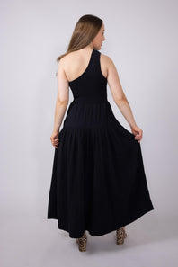Elan One Shoulder Smocked Dress for Women in Black