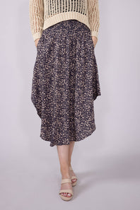 Ditsy Floral Hi-Low Midi Skirt for Women in Purple