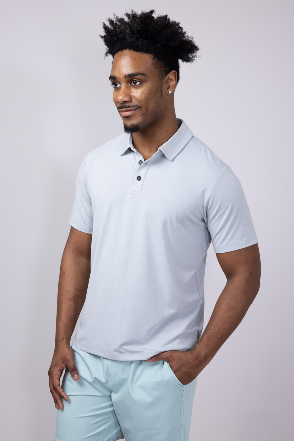 Free Fly Bamboo Flex Polo II for Men in Heather Aspen Grey