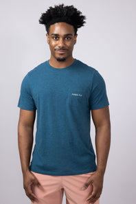 Free Fly Salt & Sun Pocket T-Shirt for Men in Heather Legion Blue