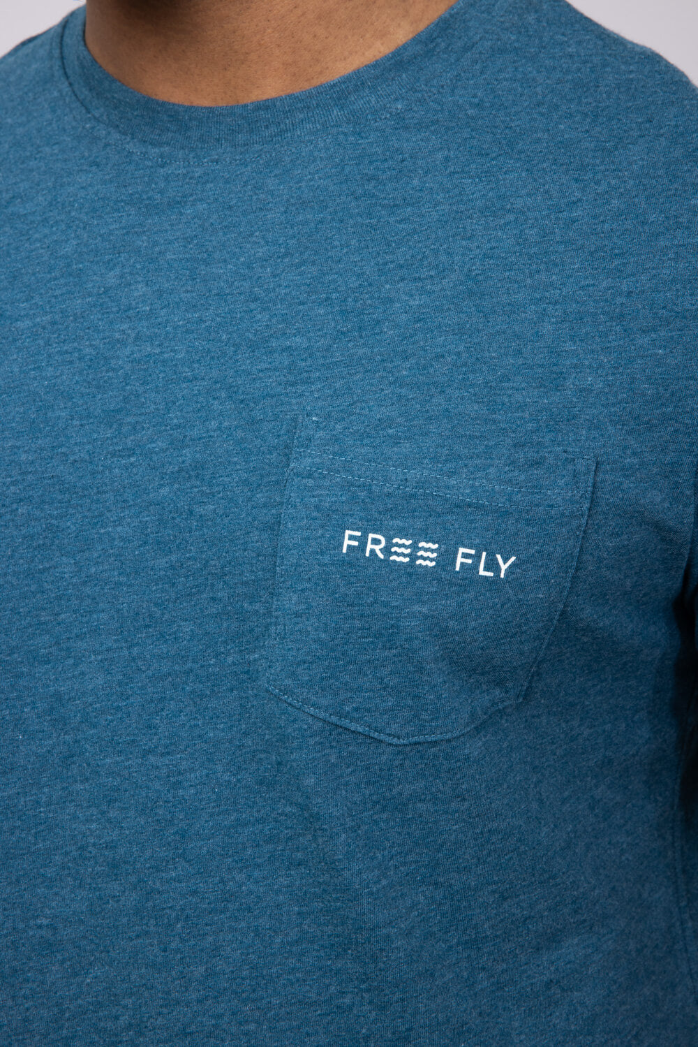 Free Fly Salt & Sun Pocket T-Shirt for Men in Heather Legion Blue