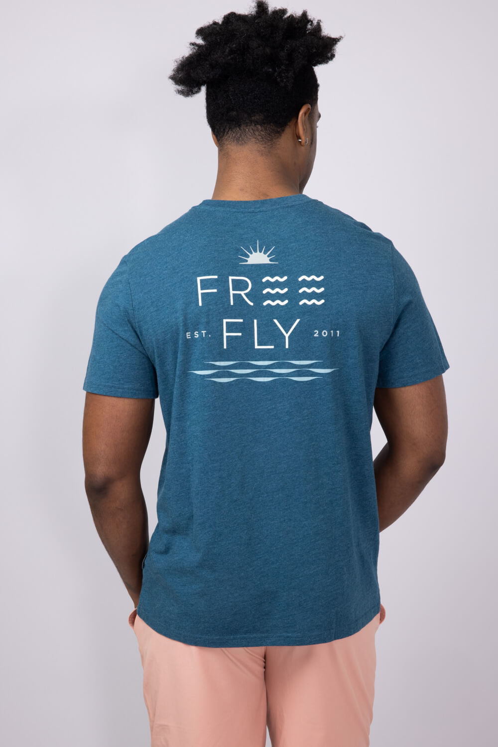 Free Fly Salt & Sun Pocket T-Shirt for Men in Heather Legion Blue
