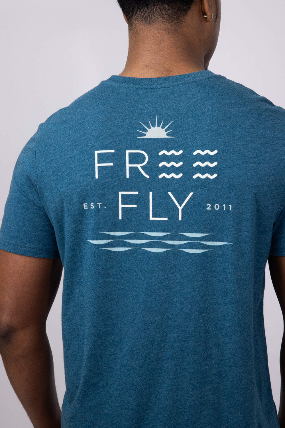 Free Fly Salt & Sun Pocket T-Shirt for Men in Heather Legion Blue