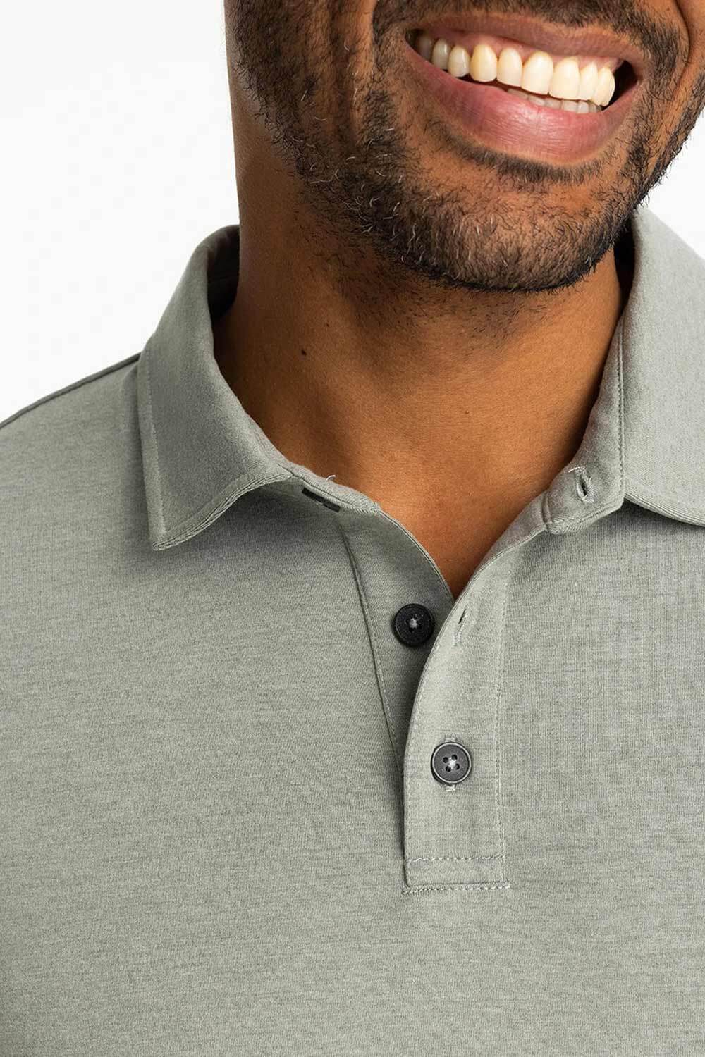 Free Fly Bamboo Flex Polo II for Men in Heather Agave Green