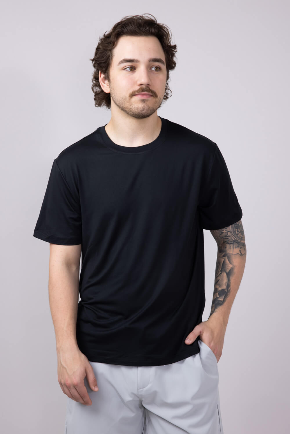 Hallstatt Ultra Soft Knit Poly T-Shirt for Men in Black