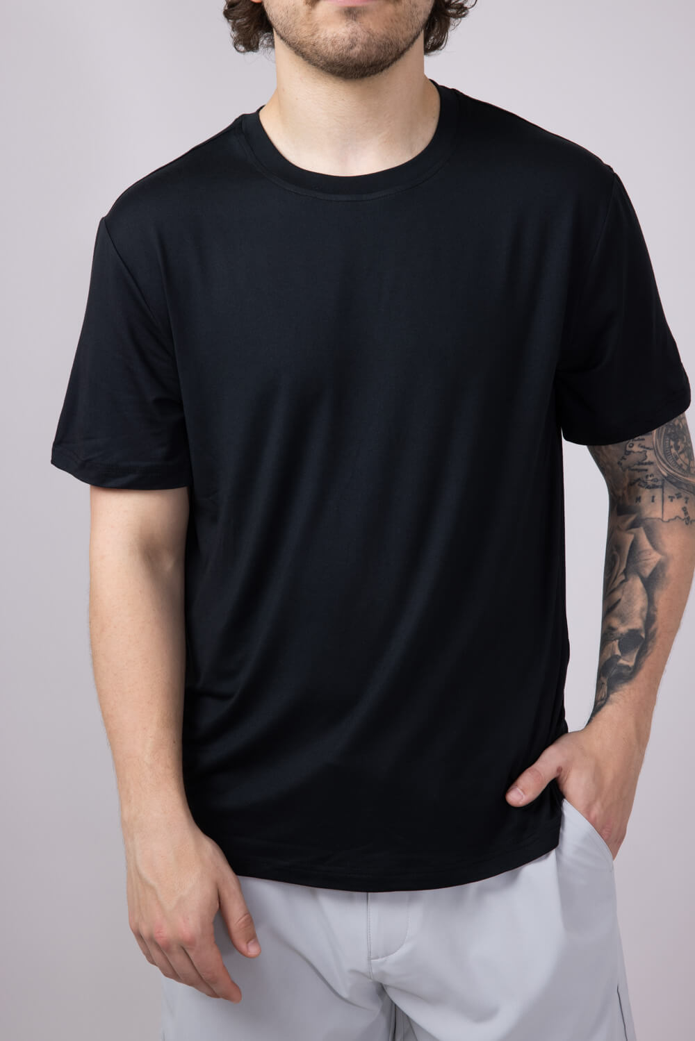 Hallstatt Ultra Soft Knit Poly T-Shirt for Men in Black