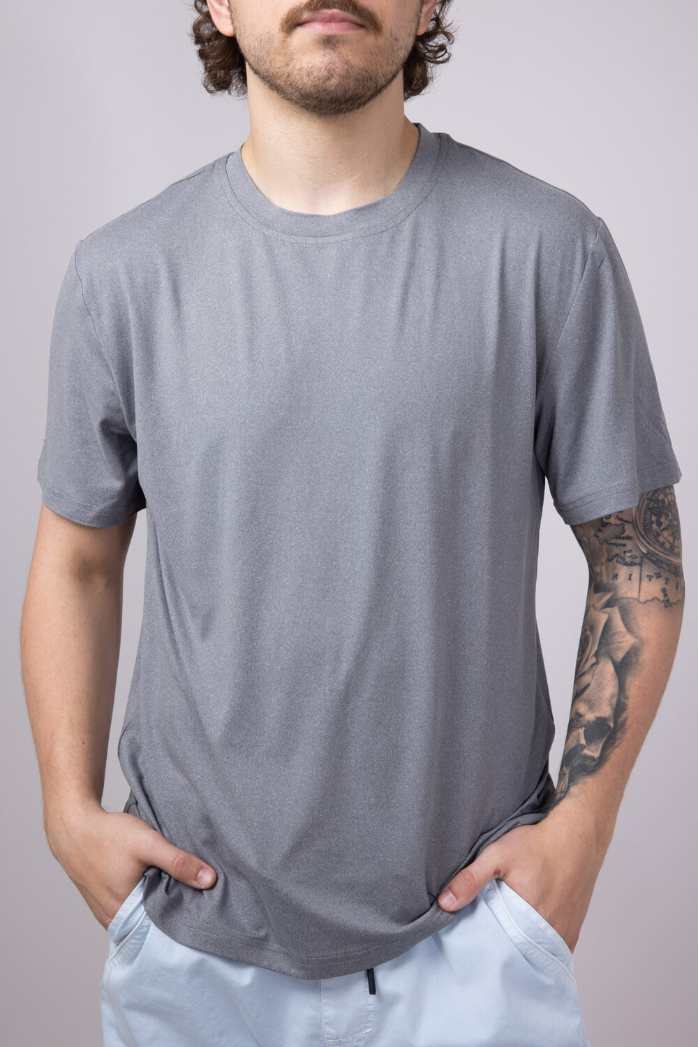 Hallstatt Ultra Soft Knit Poly T-Shirt for Men in Grey