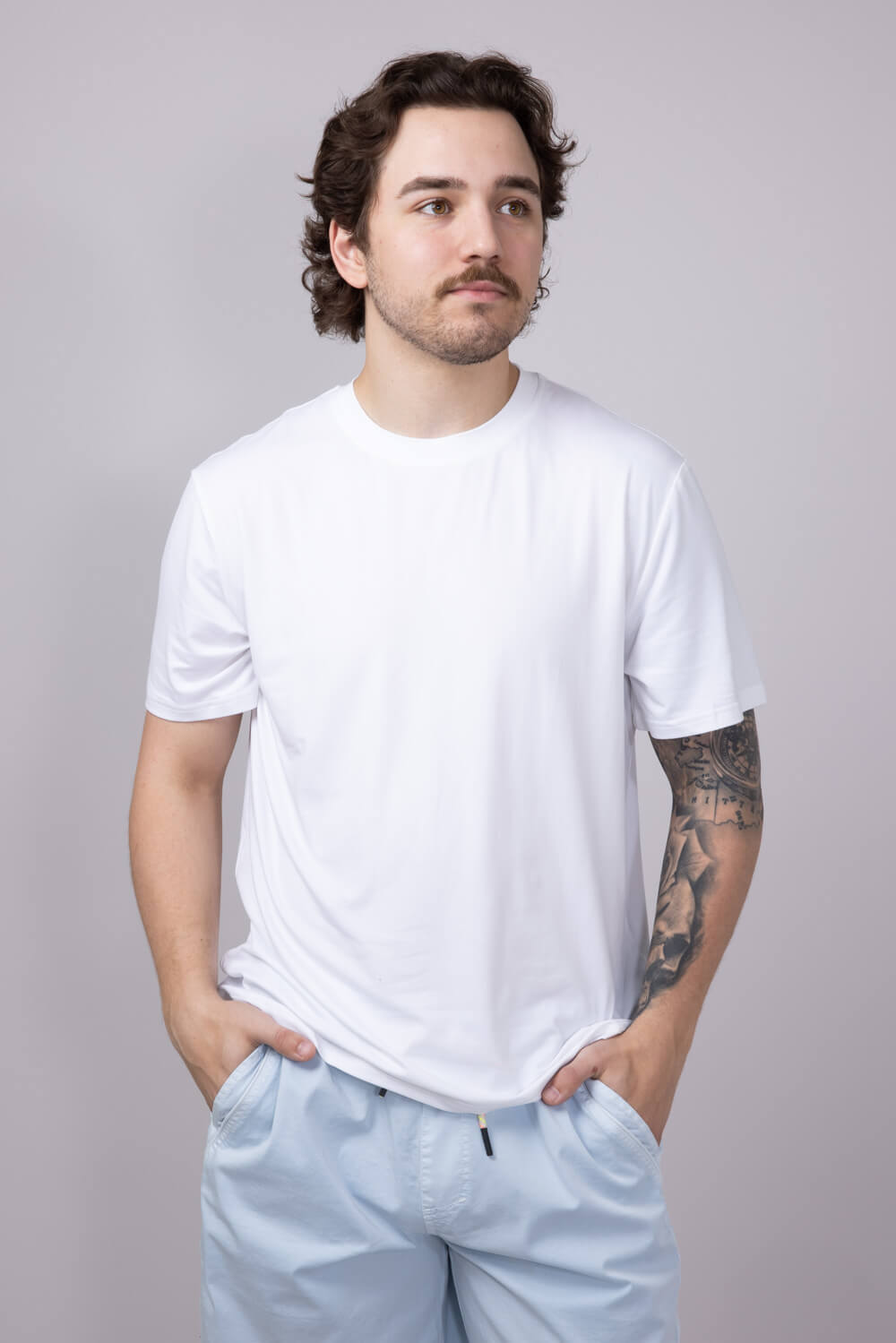 Hallstatt Ultra Soft Knit Poly T-Shirt for Men in White