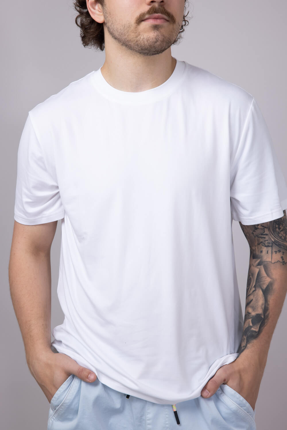 Hallstatt Ultra Soft Knit Poly T-Shirt for Men in White