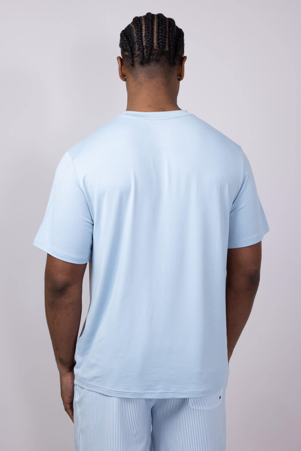 Hallstatt Ultra Soft Knit Poly T-Shirt for Men in Blue Fog