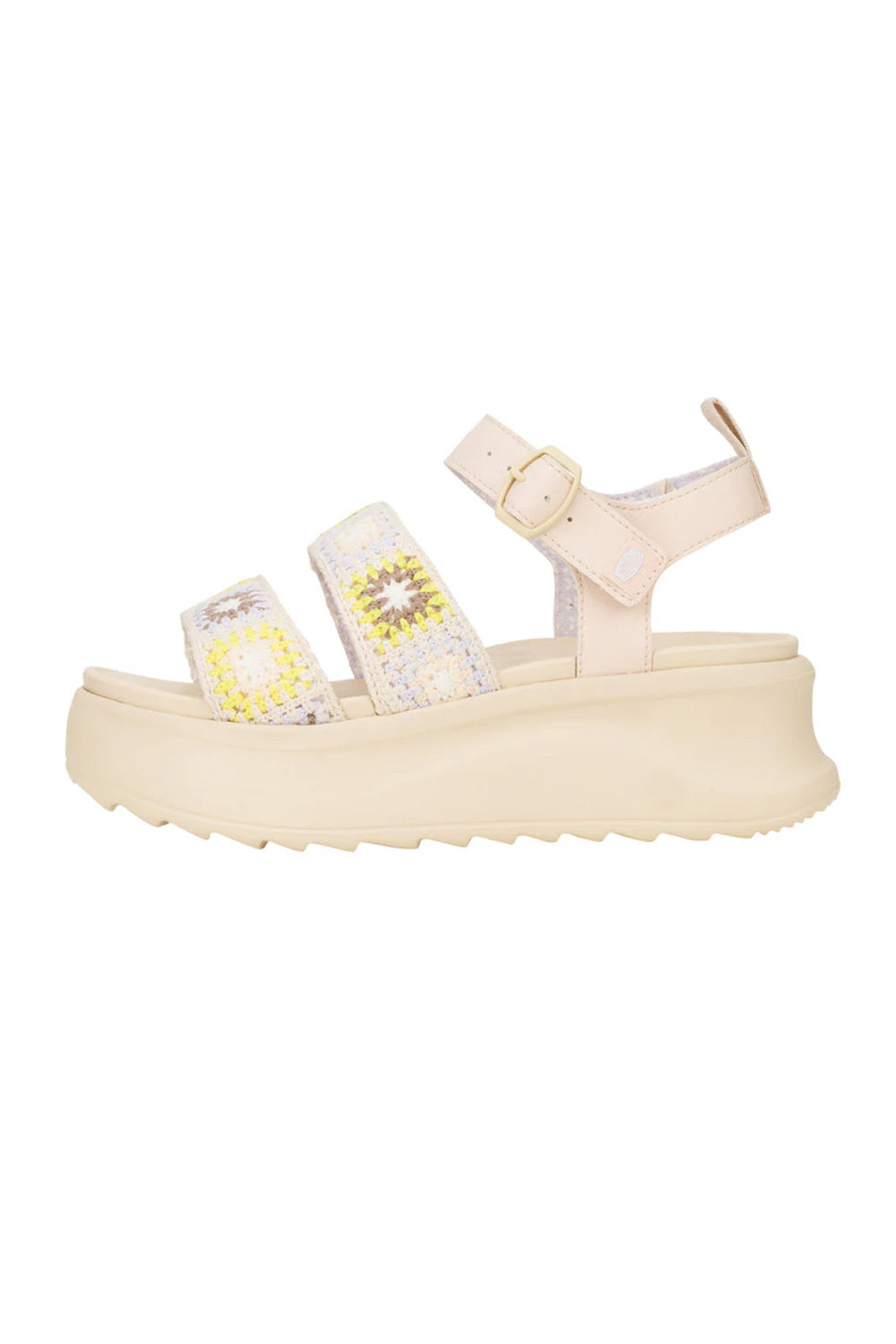 HEYDUDE Delray Buckle Cottage Crochet Sandals for Women in Egret/Lavender