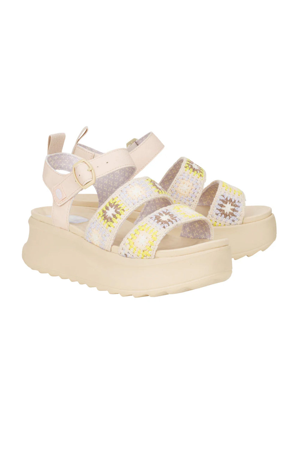 HEYDUDE Delray Buckle Cottage Crochet Sandals for Women in Egret/Lavender