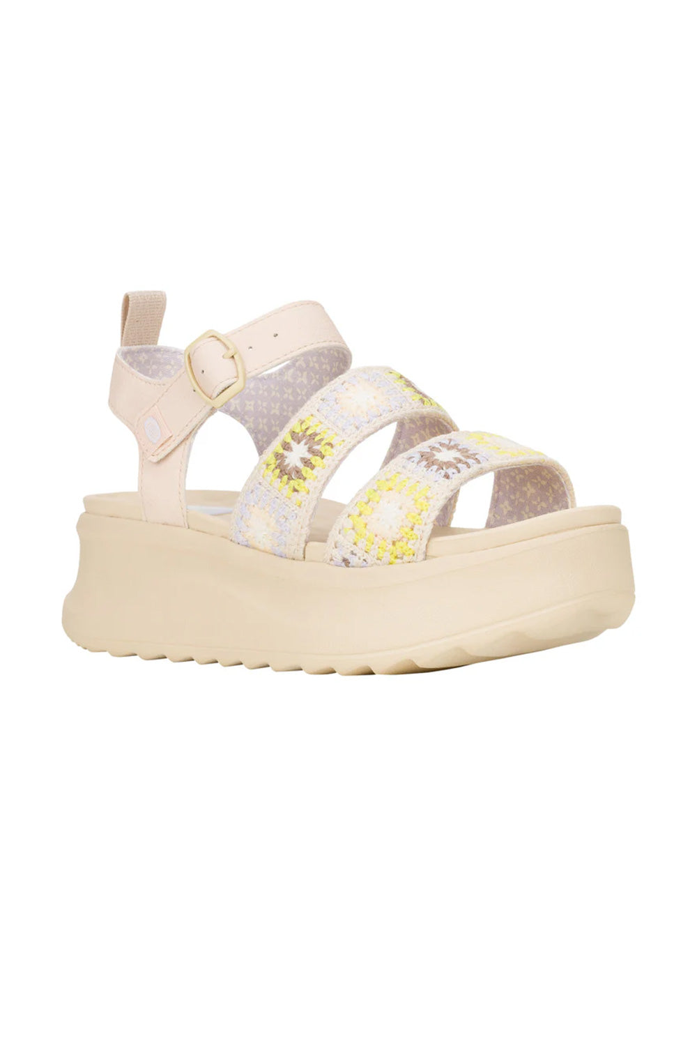 HEYDUDE Delray Buckle Cottage Crochet Sandals for Women in Egret/Lavender