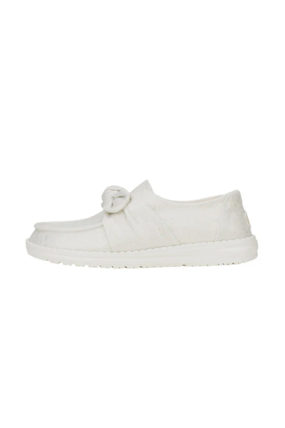 HEYDUDE Women’s Wendy Bow Shimmer Shoes in Silver